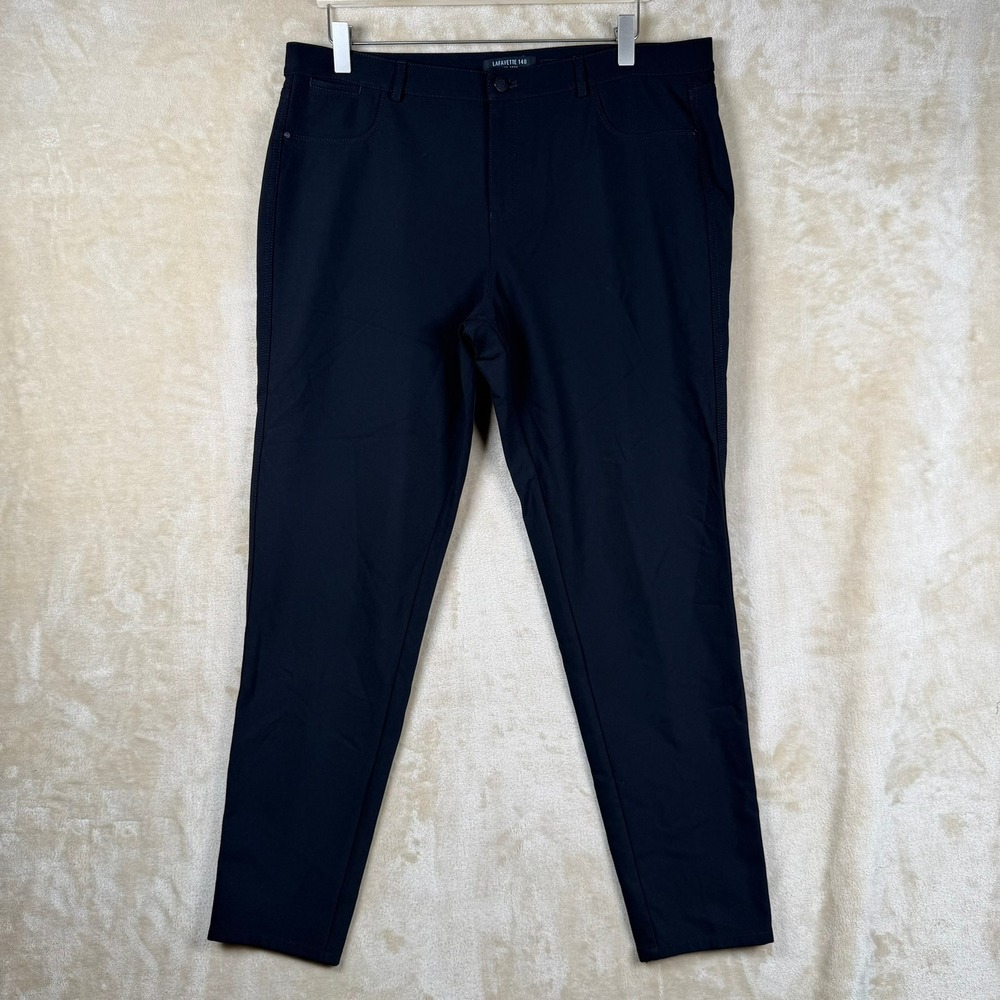Lafayette 148 New York Mercer Slim Fit Tech‎ Pants Black Womens Size 14 Stretch